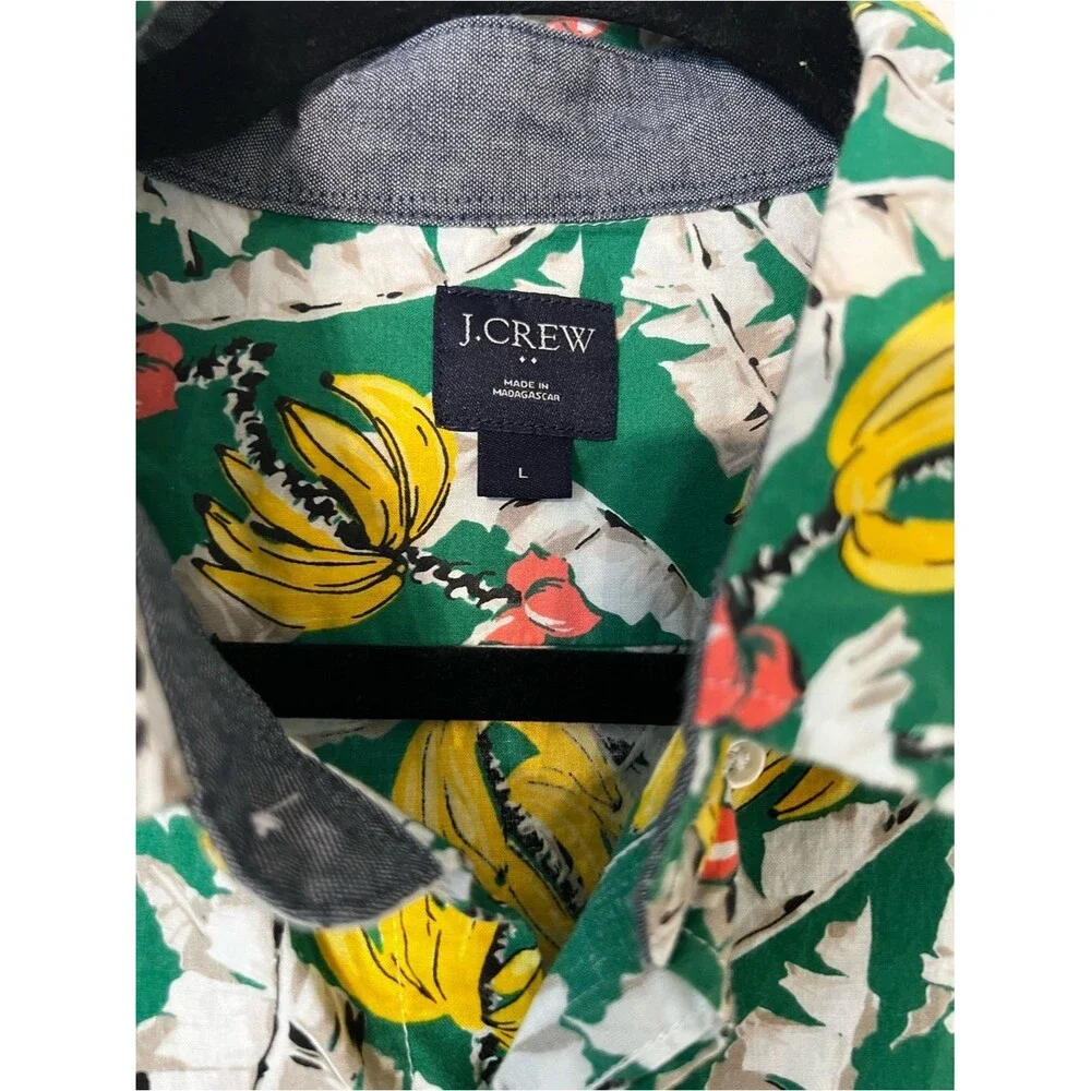 J. Crew Mens Shirt Large Button Banana Leaf Print Resort Vacation Tropical